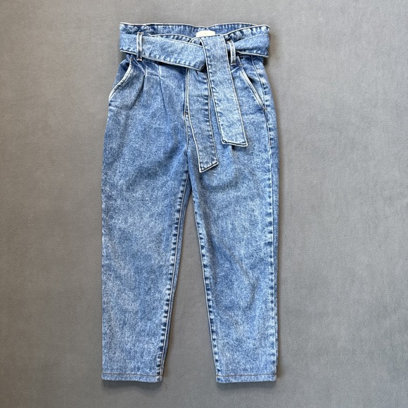 Sezane Denim - Sezane‎ Jeans Womens 34 Blue Austin High Waist Pleat Paperbag Preppy HEMMED READ